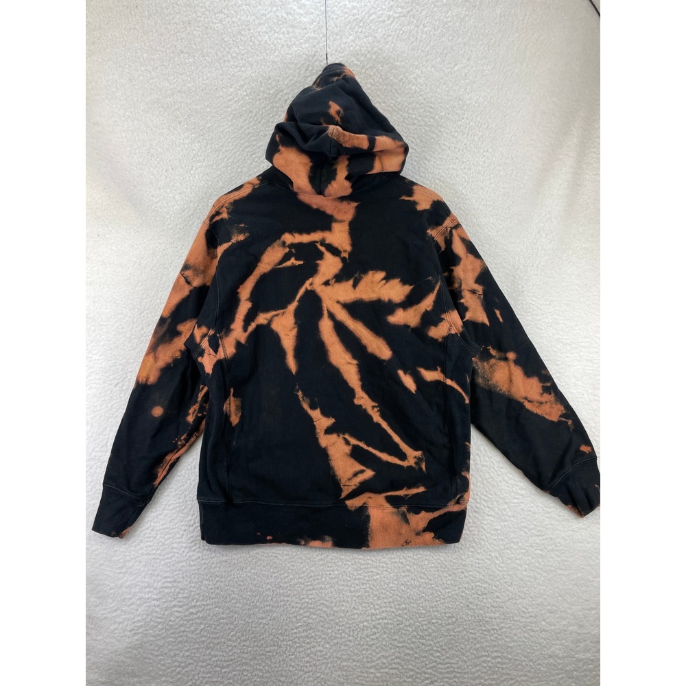 Champion Men's L Reverse Weave Hoodie Black Orange Bleach Tie Dye Streetwear - Picture 8 of 8